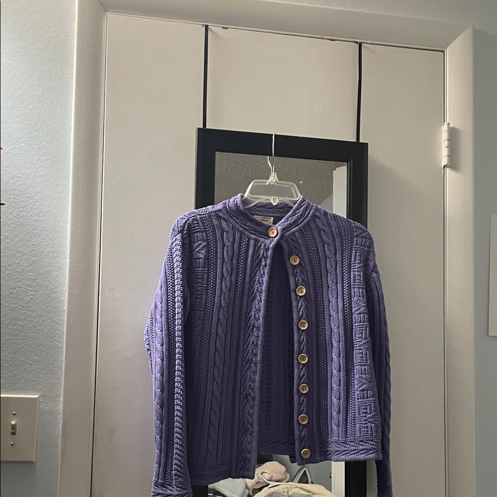 L.L. Bean Purple Cable Knit Sweater